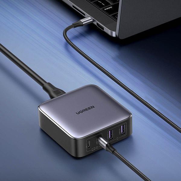 Зарядное устройство настольное Ugreen CD327 Nexode GaN 2xUSB-C 2xUSB-A 65W Power Delivery Grey (90747) 90747 фото