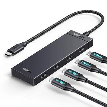 USB-Хаб UGREEN CM806 10Gbps 4 In 1 USB C Hub USB 3.2 Adapter with 4 USB-C 3.2 Splitter Extender Black (35584) 35584 фото