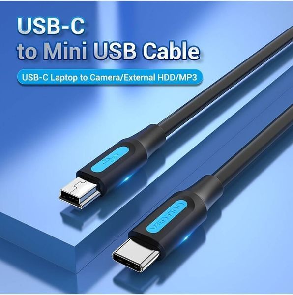 Кабель Vention USB-C &mdash; Mini-USB 2 А, 0,5 м, чёрный (COWBD) COWBD фото