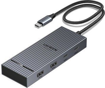 USB-концентратор UGREEN CM880 7 in 1 Docking Station Dual Monitor USB C Hub Dual 4K@60Hz HDMI Display Gray (45365) 45365 фото