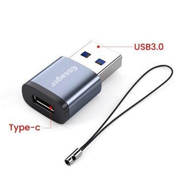 Адаптер Essager Type-C to USB 3.0 для зарядки и передачи данных Black/Gray (EZJCA-SRB0G) EZJCA-SRB0G фото