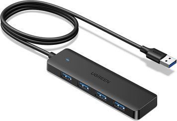 USB-хаб Ugreen CM219 USB 3.0 Hub концентратор 4 порта USB A 1 м Black (35574) 35574 фото