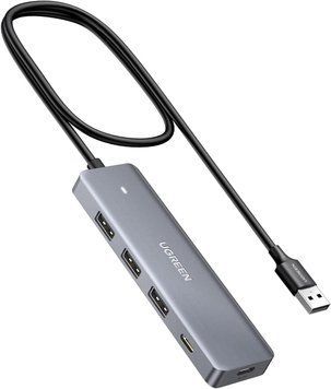 USB-хаб разветвитель Ugreen CM219 HUB USB 3.0 4 порта C & 3 A Multiport Adapter 0.6 м Gray (15920) 15920 фото