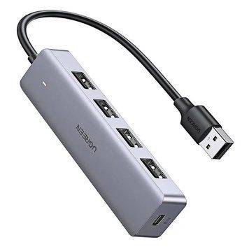 USB-хаб Ugreen USB 3.0 hub тонкий портативний 4-портовий концентратор 16СМ Black (CM219) 50985 фото