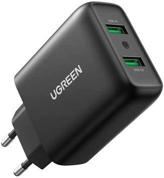 Зарядний пристрій Ugreen Qualcomm Quick Charge 3.0 36W Dual USB (CD161) 10216 фото