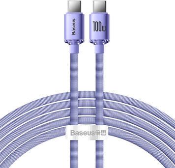 Кабель зарядний Baseus CAJY000605 USB Type-C to Type-C USB C Crystal Shine Series 100 Вт 1.2 м Purple (CAJY000605) CAJY000605 фото