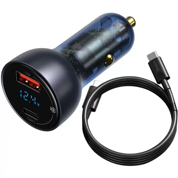 Автомобільний зарядний пристрій Baseus TZCCKX-0G Particular Digital QC 4.0+PD3.0 PPS 65W USB з кабелем TZCCKX-0G фото