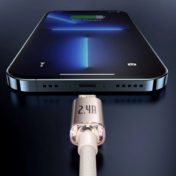 Кабель зарядний Baseus CAJY001104 USB - Lightning Crystal Shine Series 2.4A 1.2 м Pink (CAJY001104) CAJY001104 фото