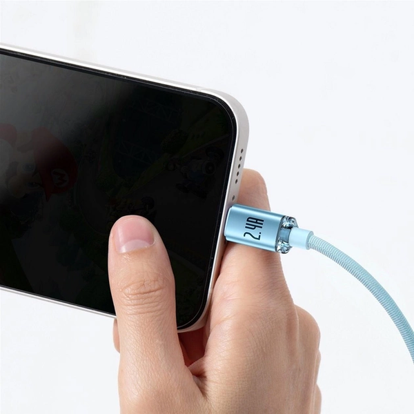 Кабель зарядный Baseus CAJY001103 USB - Lightning Crystal Shine Series 2.4A 1.2 м Blue (CAJY001103) CAJY001103 фото