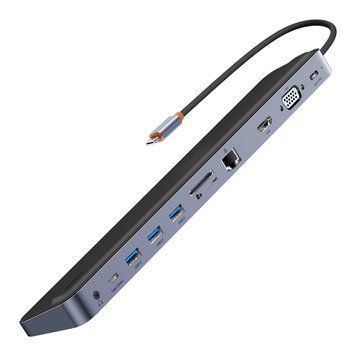 USB-хаб концентратор підставка Baseus WKSX030013 EliteJoy Gen2 HUB 11in1 з кабелем USB Type C 0,25 м Gray (WKSX030013) WKSX030013 фото