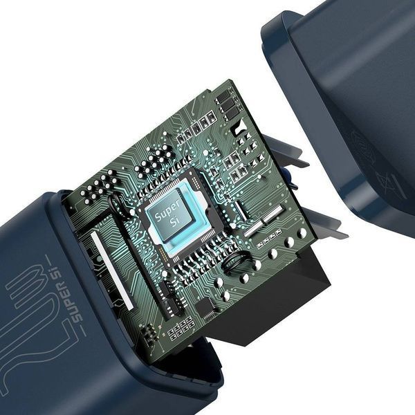 Мережевий зарядний пристрій Baseus TZCCSUP-B03 Super Si 1C з кабелем USB Type C - Lightning 20 Вт PD Blue (TZCCSUP-B03) TZCCSUP-B03 фото