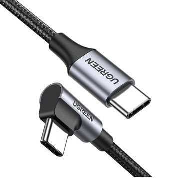 Кабель зарядный Ugreen USB 2.0 Type-C to Type-C 90&deg; PD QC 4.0 с алюминиевым корпусом 1М (US255) 50123 фото