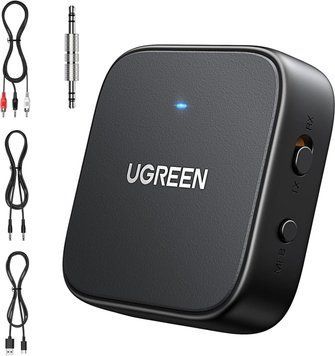 Bluetooth 5.2 передатчик-приёмник UGREEN CM667 беспроводной адаптер для наушников, колонок, телевизора Black (35223) 35223 фото