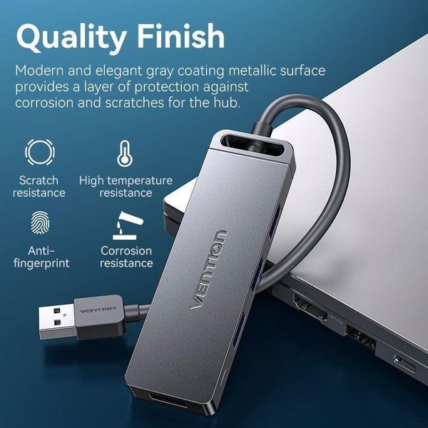 USB-хаб Vention CHLHB 4-портовий USB 3.0 концентратор з блоком живлення 0.15 м Grey (CHLHB) CHLHB фото