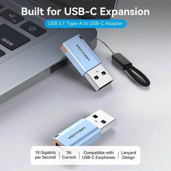 Перехідник-адаптер Vention CUAH0 USB Male to Type-C Female OTG Adapter 10 Гбіт/с USB 3.1 15 W Grey (CUAH0) CUAH0 фото