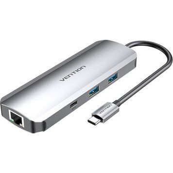USB-хаб VENTION 9-in-1 USB-C to HDMI/USB3.0x2/RJ45/USB-C/SD/TF/TRRS 3.5mm/PD (TOMHB) TOMHB фото