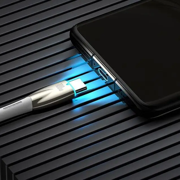 Кабель Baseus CADH000802 Glimmer USB Type-C to USB Type-C 100W PD 2.0 5А LED 2 м White (CADH000802) CADH000802 фото