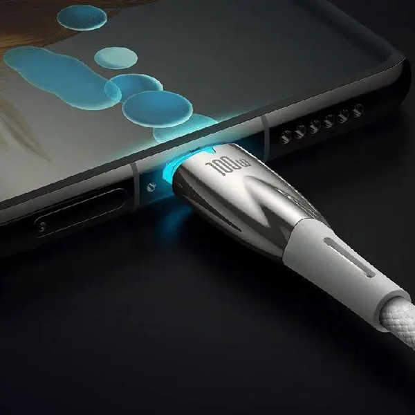 Кабель Baseus CADH000802 Glimmer USB Type-C to USB Type-C 100W PD 2.0 5А LED 2 м White (CADH000802) CADH000802 фото