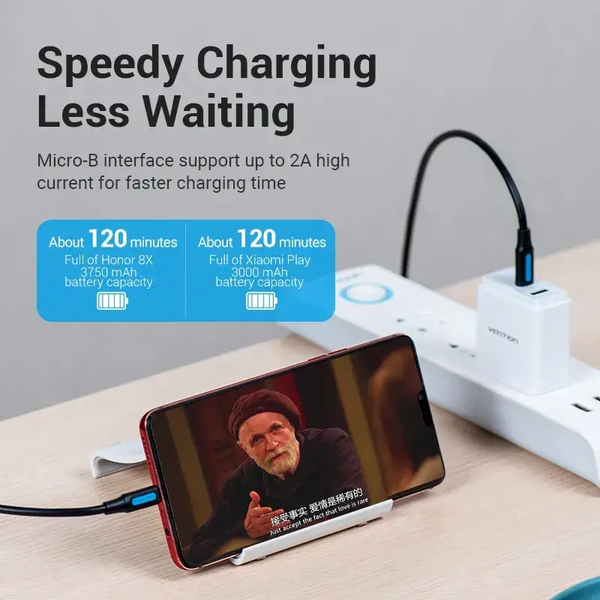 Кабель для синхронізації Vention COVBD USB Type C - Micro USB 0.5 м Black (COVBD) COVBD фото