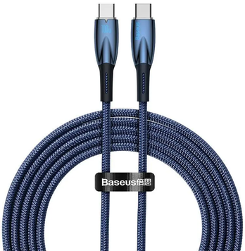 Кабель Baseus CADH000803 Glimmer USB Type-C to USB Type-C 100W PD 2.0 5А LED 2 м Blue (CADH000803) CADH000803 фото