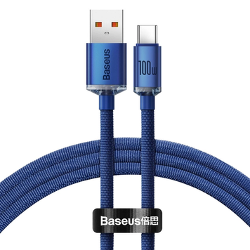 Кабель зарядный Baseus CAJY000403 USB Type A - USB Type C Crystal Shine Series 100W 1.2 м Blue (CAJY000403) CAJY000403 фото