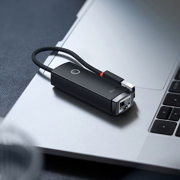 Дротовий мережевий адаптер Baseus Lite USB Type A - роз'єм RJ45 LAN 100 Мбіт/с Black (WKQX000001) WKQX000001 фото