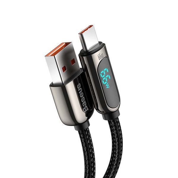 Кабель зарядный Baseus CASX020101 USB Type A - USB Type C Display 66W 2 м Black (CASX020101) CASX020101 фото