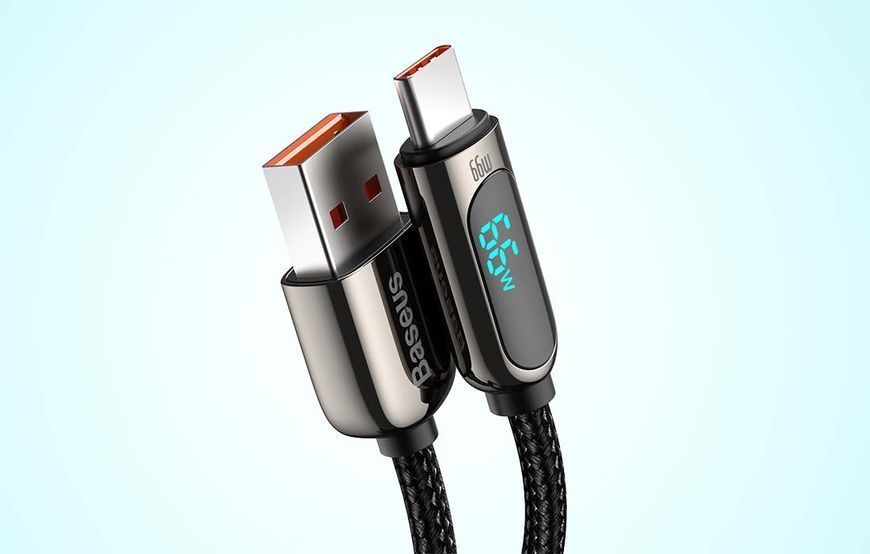 Кабель зарядный Baseus CASX020101 USB Type A - USB Type C Display 66W 2 м Black (CASX020101) CASX020101 фото