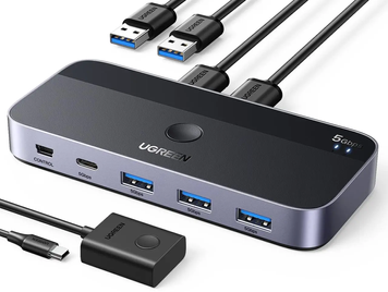 Комутатор Switch Ugreen CM662 USB 3.0 4-портовий USB-перемикач-концентратор Black (15705) 15705 фото