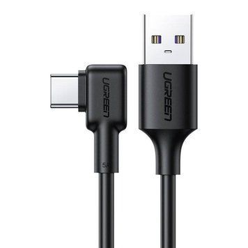 Угловой кабель Ugreen с боковым разъемом USB - USB Type-C 5A Quick Charge 3.0 SCP FCP 1M Black (US307) 60780 фото