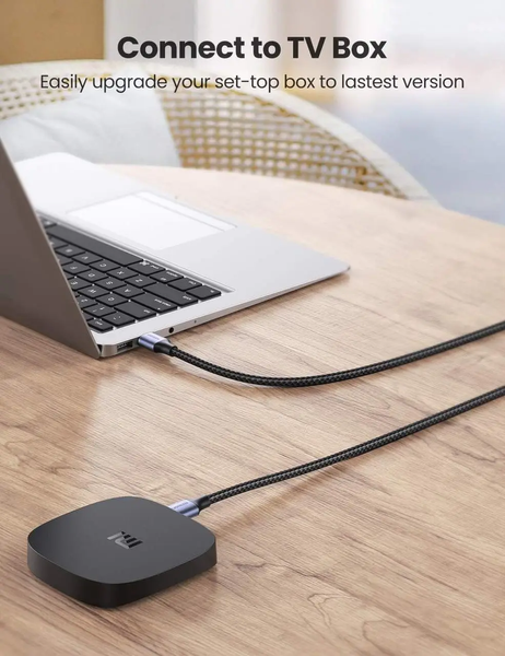Кабель Ugreen US373 USB А 3.0 штекер - штекер  в нейлоновой оплетке 2 м Black (80791) 80791 фото