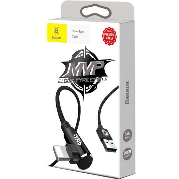 Кабель зарядний Lightning MVP Elbow Type Cable USB для Lightning Black 1м (CALMVP-01) CALMVP-01 фото