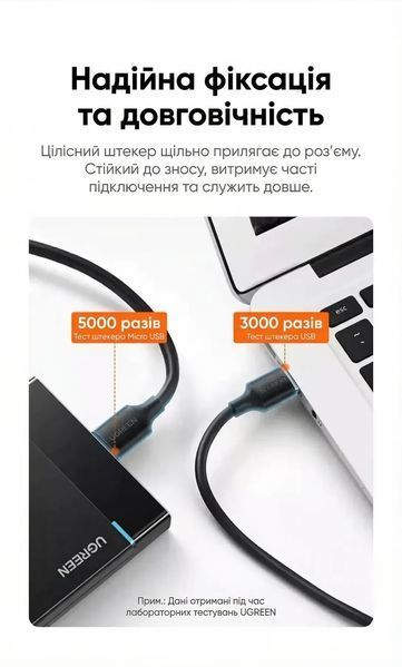 Дата кабель UGREEN US130 USB 3.0 A Male to Micro USB B 3.0 Male 0.5 м Black (60528) 60528 фото