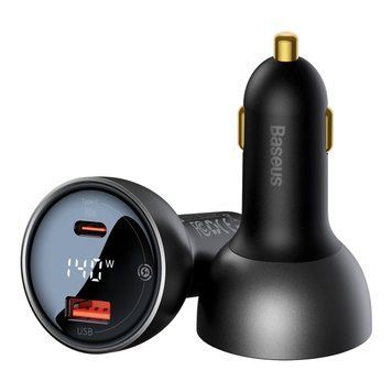 Автомобільний зарядний пристрій Baseus CGZX070001 Digital Display 4.8A USB-A/USB-C PD3.1 140 Вт Black (CGZX070001) CGZX070001 фото