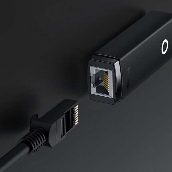 Дротовий мережевий адаптер Baseus WKQX000201 Lite USB Type C - роз'єм RJ45 LAN 100 Мбіт/с Black (WKQX000201) WKQX000201 фото