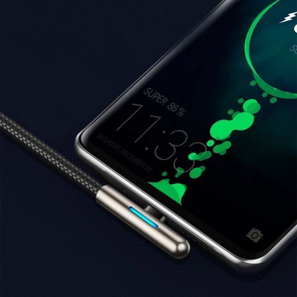 Кабель зарядний Baseus USB Cable to USB-C Baseus Iridescent Lamp HW Flash Charge Mobile 1 м Black (CAT7C-C01) CAT7C-C01 фото
