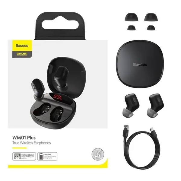 Беспроводные Bluetooth наушники Baseus NGWM010001 Encok WM01 Plus Black (NGWM010001) NGWM010001 фото