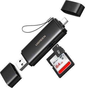 Кард-ридер Ugreen CM803 USB C SD 4.0 Card Reader SDXC, SDHC, MicroSD, MMC, RS-MMC, Micro SDXC, Micro SDHC, UHS-II, UHS-I (65024) 65024 фото