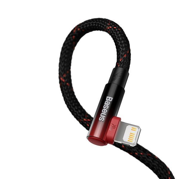 Кабель зарядний Lightning Baseus CAVP000320 Type-C to Lightning MVP кутовий 20 W 2 м Black/Red (CAVP000320) CAVP000320 фото