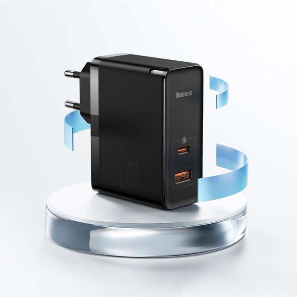 Зарядний пристрій Baseus CCGP090201 GaN5 Pro GaN USB Type C/USB 100W PD3.0 QC4.0+ AFC Black (CCGP090201) CCGP090201 фото