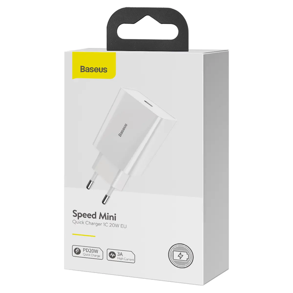Мережевий зарядний пристрій Baseus CCFS-SN02 USB Type C 20W Speed Mini Quick Charger White (CCFS-SN02) CCFS-SN02 фото
