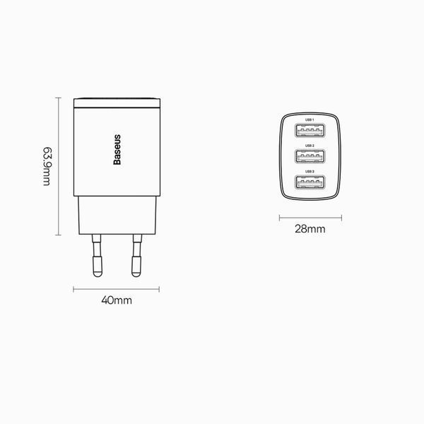 Зарядний пристрій Baseus CCXJ020102 Compact 3x USB 17W White (CCXJ020102) CCXJ020102 фото