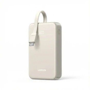 Зовнішній акумулятор повербанк UGREEN PB505 Power Bank 20000 mAh 22.5W PD 3.0 QC 3.0 з вбудованим кабелем Beige (35340A) 35340A фото