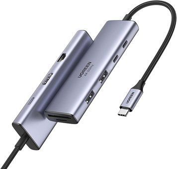 USB-хаб Ugreen CM498 Revodok 9 в 1 концентратор 100W PD USB C Hub Gigabit Ethernet 4K@60Hz HDMI Grey (15375) 15375 фото