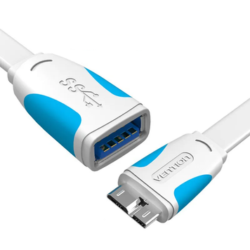 Кабель перехідник Vention Flat OTG micro USB 3.0 0.25 м White (VAS-A38-W025) VAS-A38-W025 фото