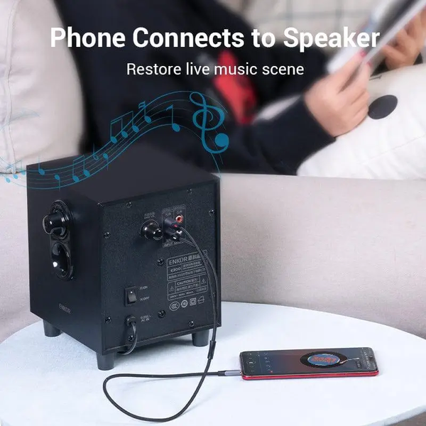 Кабель аудіо Vention BCNBL 3.5 mm to 2 RCA стереорозгалужувач RCA Y бавовняне обплетення 10 м Black (BCNBL) BCNBL фото