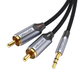 Кабель аудіо Vention BCNBL 3.5 mm to 2 RCA стереорозгалужувач RCA Y бавовняне обплетення 10 м Black (BCNBL) BCNBL фото 1