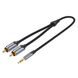 Кабель аудіо Vention BCNBL 3.5 mm to 2 RCA стереорозгалужувач RCA Y бавовняне обплетення 10 м Black (BCNBL) BCNBL фото 3