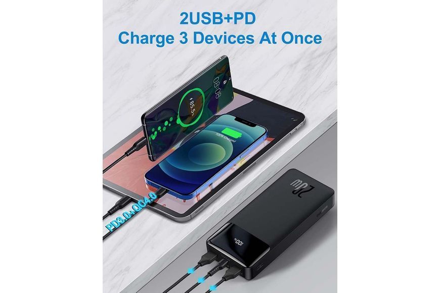 Портативная батарея Power Bank Baseus 20000 мАч 20w PD QC 4.0 с быстрой зарядкой Black (PPBD20K) PPDML-M01 фото
