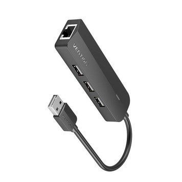 Багатопортовий адаптер Vention USB 2.0 хаб на 4 порт 3 USB + LAN порт 1 Гбіт/с (CHPBB) CHPBB фото